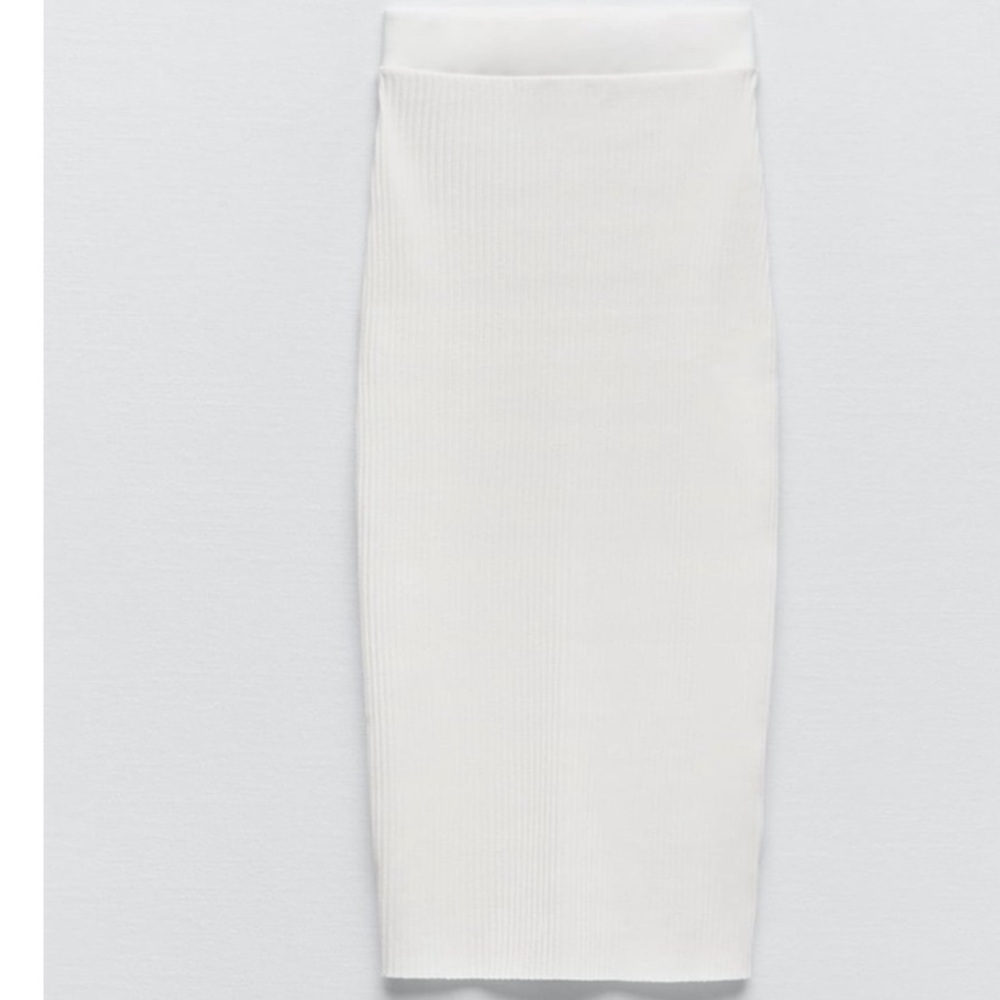 Zara white stretchy ribbed midi skirt - Picture 3 of 5